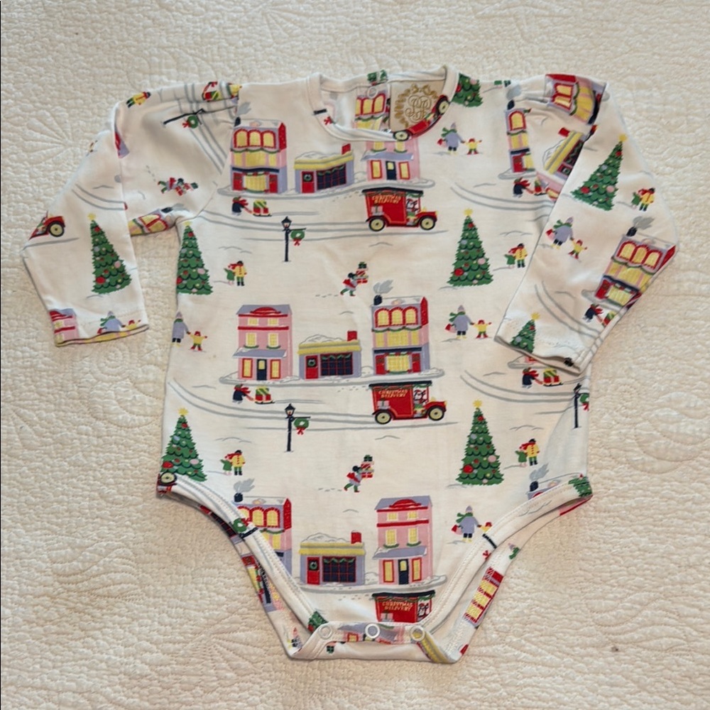 EUC TBBC Christmas Onsie Holiday Print Size 18-24 months girls!